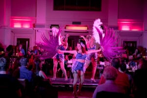 Burlesque dancers on stage at Grace Hall